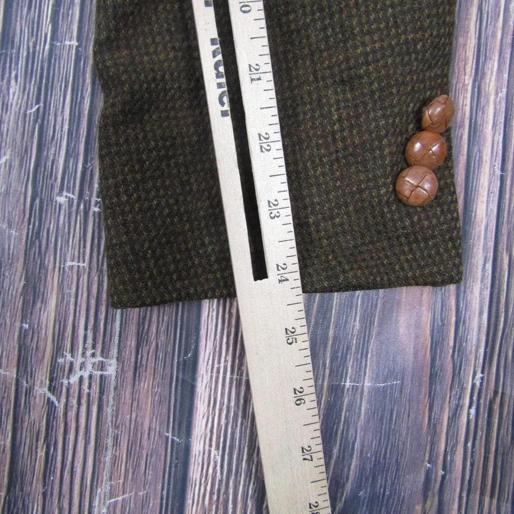 Hunt Valley Sport Coat Mens 42L Brown Wool Tweed Suede Elbow Patches Blazer USA